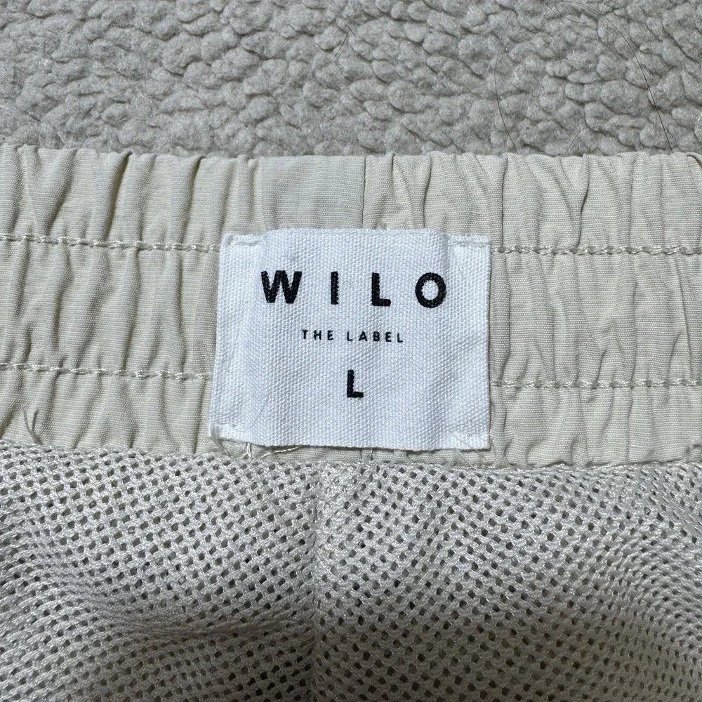 Wilo The Label Pants Womens Large Light Beige Ivory Joggers‎ Nylon Windbreaker